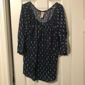 Blue and purple print top